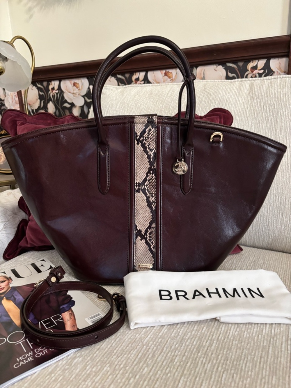 Brahmin Mira Leather Tote Espresso Layton | Large Market Tote